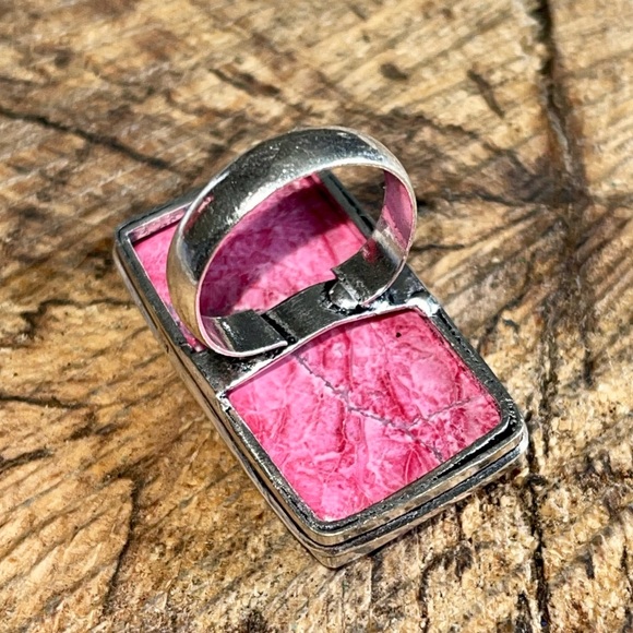 Beautiful Oversize Pink Sea Sediment Jasper Ring 6 1/2 - Picture 9 of 10